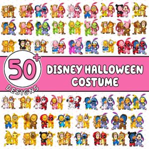 Disney Characters Halloween PNG For Cricut Bundle, Mickey Team Scary Cute Horror Characters, Halloween Clipart sublimation PNG, Halloween Costume