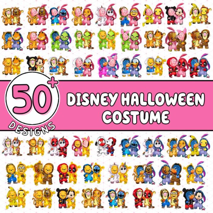 Disney Characters Halloween PNG For Cricut Bundle, Mickey Team Scary Cute Horror Characters, Halloween Clipart sublimation PNG, Halloween Costume