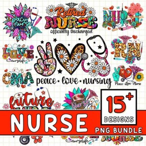 15+ Nurse Png Svg Bundle Digital, Nurse Life Png, L&D Labor And Delivery Nurse Png, Nurse Digital Download, Sublimation Design, Registered Nurse
