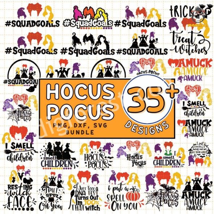 Disney Halloween Hocus Pocus Png Svg Bundle, Hocus Pocus Digital Png, Sanderson Sisters Witches Svg, Witchy Halloween, Halloween Clipart Cricut