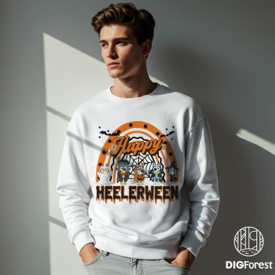 Bluey Happy Heelerween Shirt - Blue Dog Spooky Tee, Bluey Trick Or Treat Graphic, Cute Halloween Friends Kids Outfit