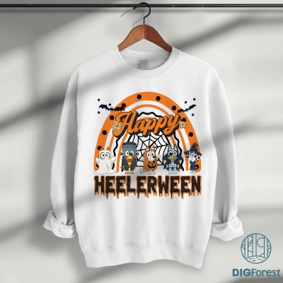 Bluey Happy Heelerween Shirt - Blue Dog Spooky Tee, Bluey Trick Or Treat Graphic, Cute Halloween Friends Kids Outfit