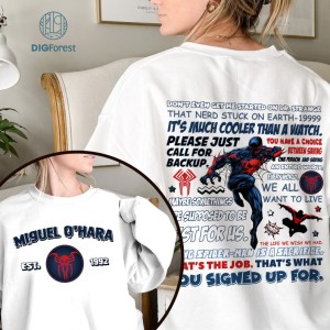 Miguel O'Hara 2 Sides Png | Miguel O'Hara Spider 2099 Quote Shirt | Spider-Man 2099 Spider-Man: Across the Spider-Verse | Instant Download