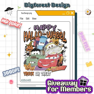 Disney Pixar Cars Truck Or Treat PNG – Lightning McQueen Halloween PNG, Happy Hallo-Wheel PNG, Halloween