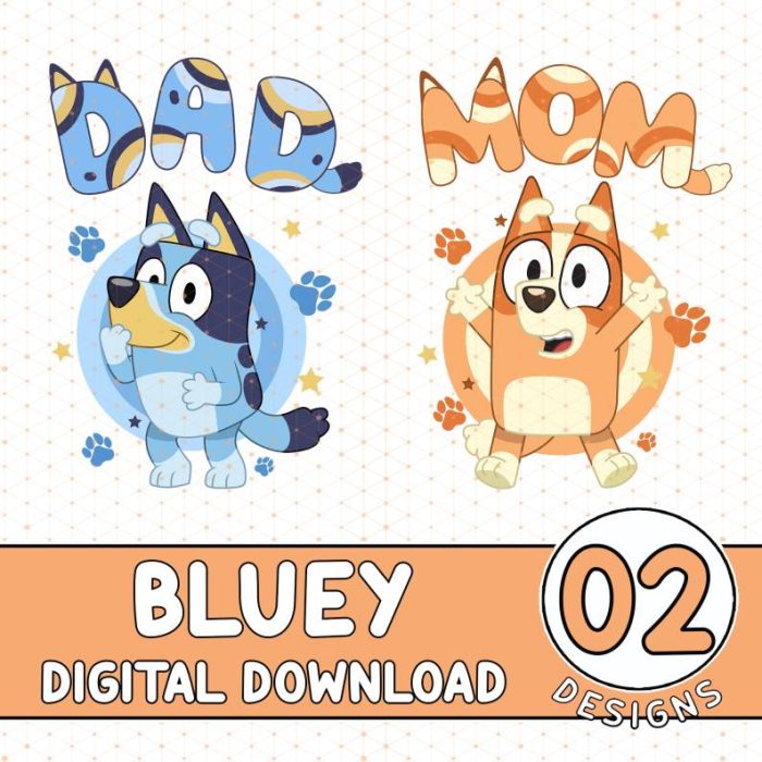 Bluey Mom and Dad Bundle, Bluey Bandit and Chilli Shirt, Bluey Family Matching Shirt, Bluey Character Shirt, Bluey Toddler Shirt