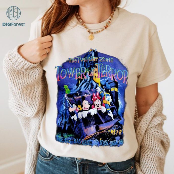 Vintage Mickey & Friends The Twilight Zone Tower Of Terror Png, Vintage Mickey & Friends The Twilight Zone Tower Of Terror Png, Mickeys Not So Scary Png, Mickey Halloween 2023 Instant Download