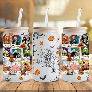 Disney Toy Story Halloween glass can, Toy Story Scary characters, 16oz Libbey Glass Can Wrap, Trick or Treat Wrap PNG