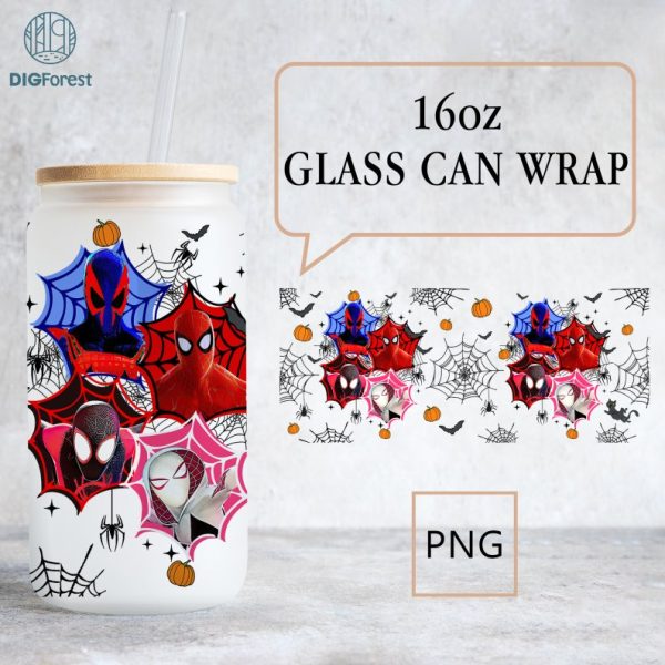 Spider-Man Across the Spider-Verse, 16oz Can Glass, Libbey Can Glass Spider Man 2023, Black Spider-Man Png,Spider-Punk Png