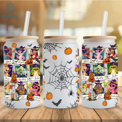 Disney Stitch 16oz Can Glass | Libbey Can Glass | Halloween Glass | Halloween Stitch Characters | Spooky Stitch Wrap | Halloween Png