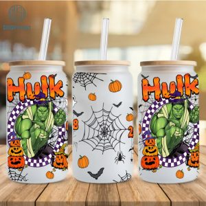 Hulk Cartoon 16oz Libbey Glass Can, Libbey Can Glass The Incredible Hulk, Superhero Halloween Png, Superhero Wrap, Hulk Png