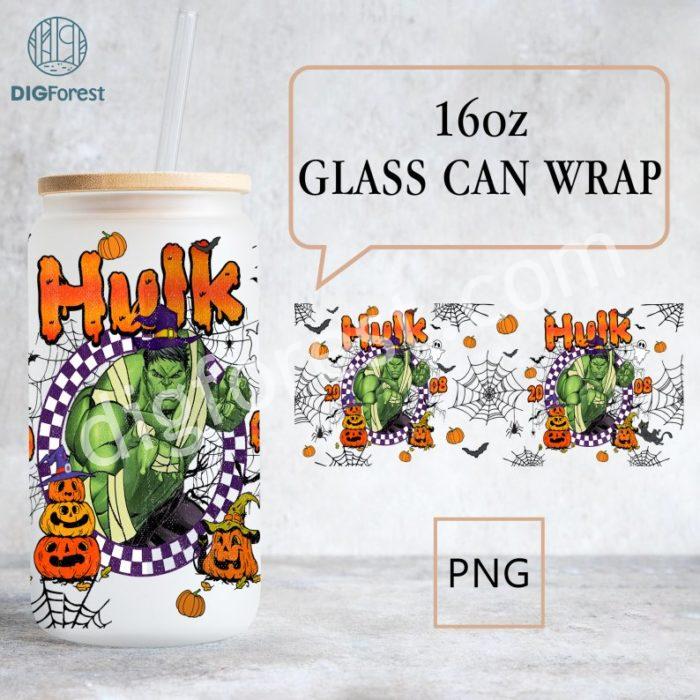 Hulk Cartoon 16oz Libbey Glass Can, Libbey Can Glass The Incredible Hulk, Superhero Halloween Png, Superhero Wrap, Hulk Png