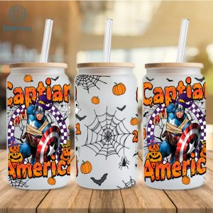 Captain America Cartoon 16oz Libbey Glass Can, Libbey Can Glass Steve Rogers, Superhero Halloween Png, Superhero Wrap, Captain America Png
