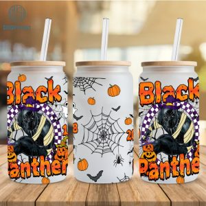 Black Panther Cartoon 16oz Libbey Glass Can, Libbey Can Glass T'Challa, Superhero Halloween Png, Superhero Wrap, Black Panther Png