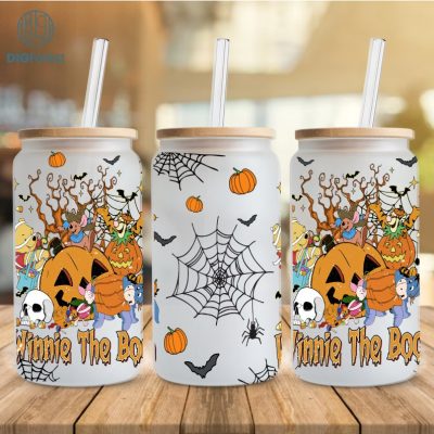 Disney Winnie The Pooh Halloween 160z Glass Wrap, Pooh And Friends Halloween 16oz Libbey Glass Can Wrap, Trick Or Treat, Spooky Season, Halloween Png