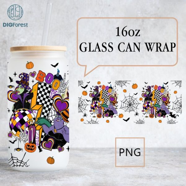 Disney Villains Halloween Boo 16oz Can Glass Wrap, Villain Characters Libbey Can Glass, Trick Or Treat, Evil Queen Png, Halloween Png