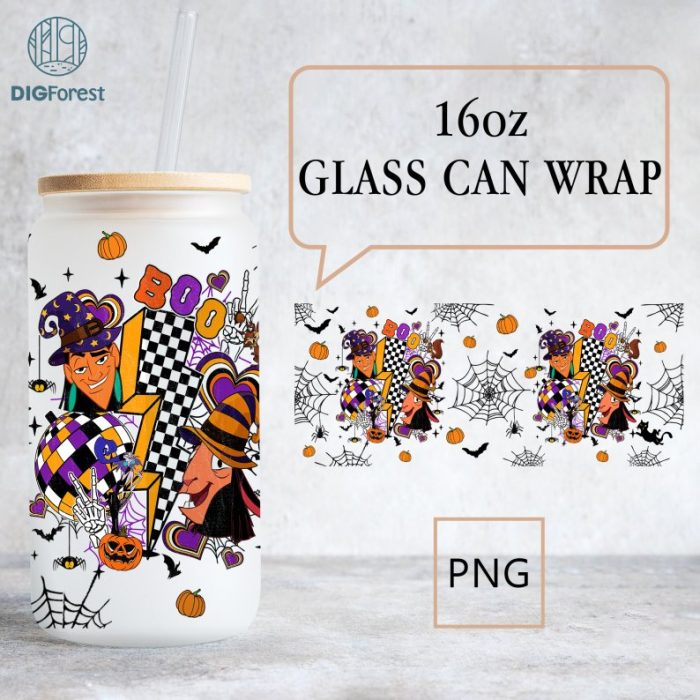 Disney The Emperor’s New Groove Halloween Boo 16oz Can Glass Wrap, 16oz Libbey Can Glass, Halloween Png