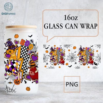Disney Lion King Halloween Boo 16oz Can Glass, Animal Kingdom Libbey Can Glass, Timon And Pumbaa Can Glass Wrap, Halloween Png