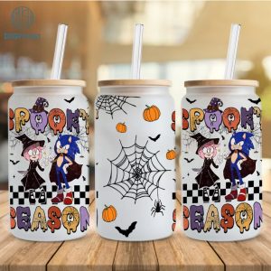 Sonic the Hedgehog Halloween 16oz Can Glass, Sonic Army Rose Libbey Can Glass , Halloween Png, Spooky Season Png
