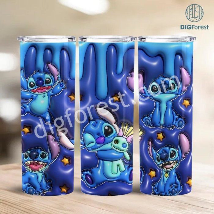 Disney Stitch Tumbler Sublimation Design Download PNG, Inflated Stitch Tumbler Sublimation Wrap PNG, 3D Stitch 20 oz Tumbler Wrap Digital Downloads