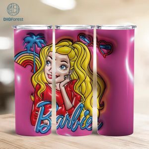 Come On Let's go Party Tumbler Design | For Sublimation 20oz Straight Pink Doll Coffee | 3D Inflated Tumbler Wrap PNG Files Puffy Designs