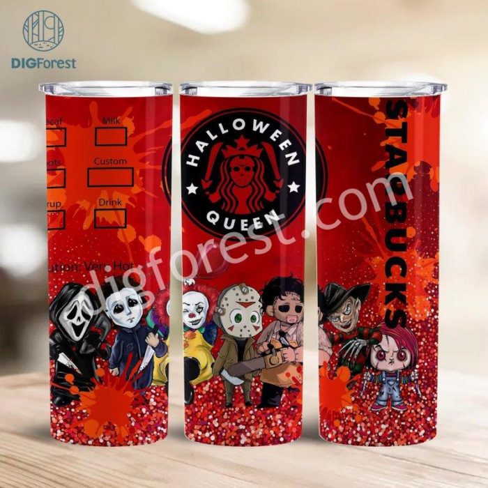 Horror Characters 20oz Skinny Straight & Tapered Designs, Digital download, Cartoon Character Tumbler Wrap PNG, Horror Movie Tumbler Designs