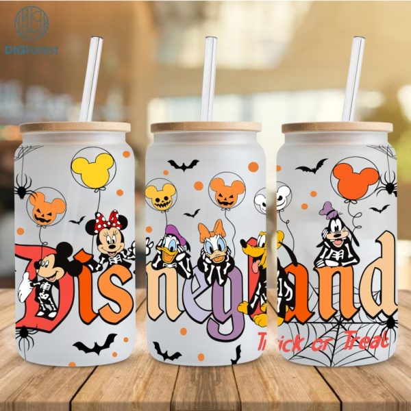 Disney Mickey Team Halloween 16oz Glass Can, Halloween Glass Can, Mickey and Friends PNG, Sublimation Design, Digital Download