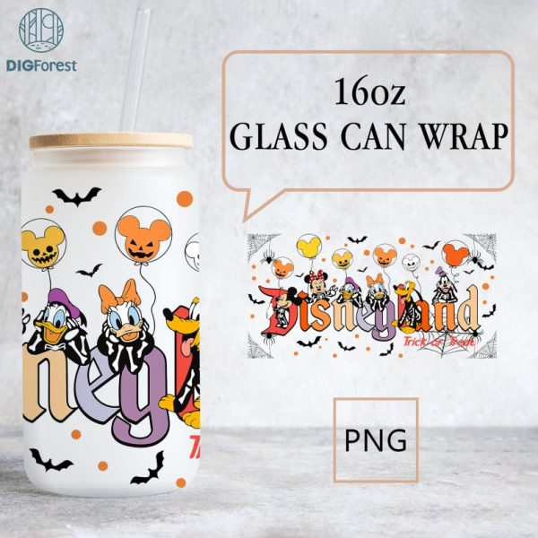 Disney Mickey Team Halloween 16oz Glass Can, Halloween Glass Can, Mickey and Friends PNG, Sublimation Design, Digital Download