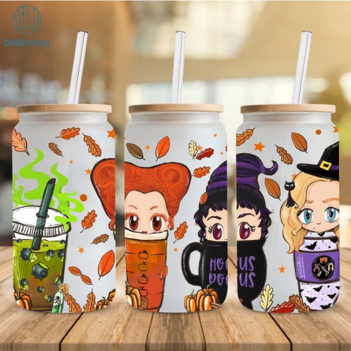 Hocus Pocus Coffee 16oz Glass Wrap, Trick Or Treat Png, Spooky Vibes Png, Sanderson Sisters Halloween Fall Coffee Wrap, Digital Download