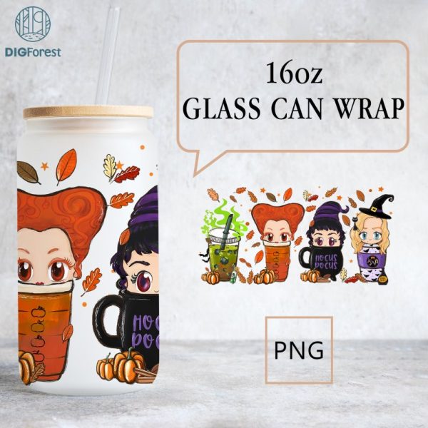 Hocus Pocus Coffee 16oz Glass Wrap, Trick Or Treat Png, Spooky Vibes Png, Sanderson Sisters Halloween Fall Coffee Wrap, Digital Download