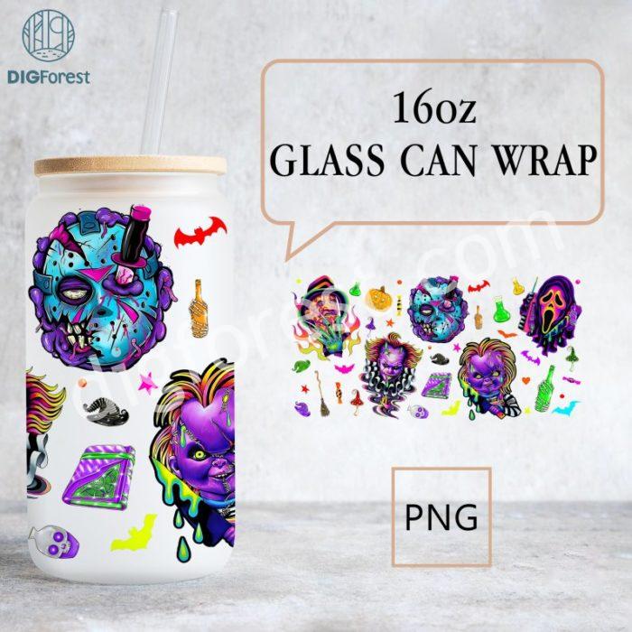 Horror Characters |16oz Libbey Glass Can, Horror Movie Glass Wrap png, No you hang up PNG, 16oz Libbey Glass Can Wrap PNG, Scary movie