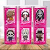 Horror Characters 20oz Tumbler Wrap Png, Halloween Pink Doll Png, Halloween Horror Png, Horror Dolls 20oz Sublimation Tumbler Png