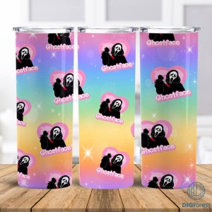 Skinny Tumbler 20oz Ghostface Barbie Doll Halloween, Horror Dolls 20oz Sublimation Tumbler Png, Halloween Horror Png, Horror Characters Tumbler Wrap Png, Halloween PNG Pink Doll PNG