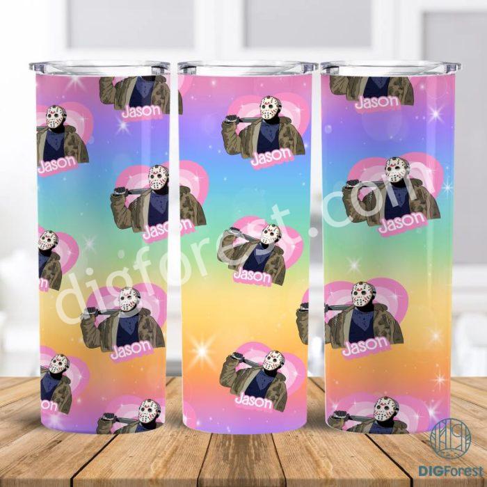 Skinny Tumbler 20oz Jason Barbie Doll Halloween, Horror Dolls 20oz Sublimation Tumbler Png, Halloween Horror Png, Horror Characters Tumbler Wrap Png, Halloween PNG Pink Doll PNG