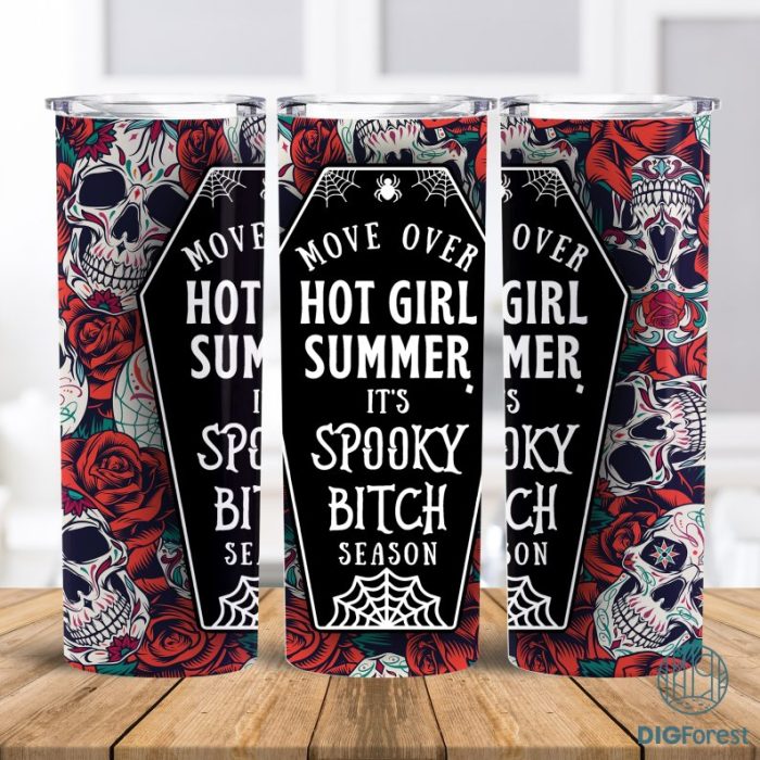 Halloween Horror Tumbler Wrap 20oz Skinny Sublimation Spooky Bitch Season Digital Design Download