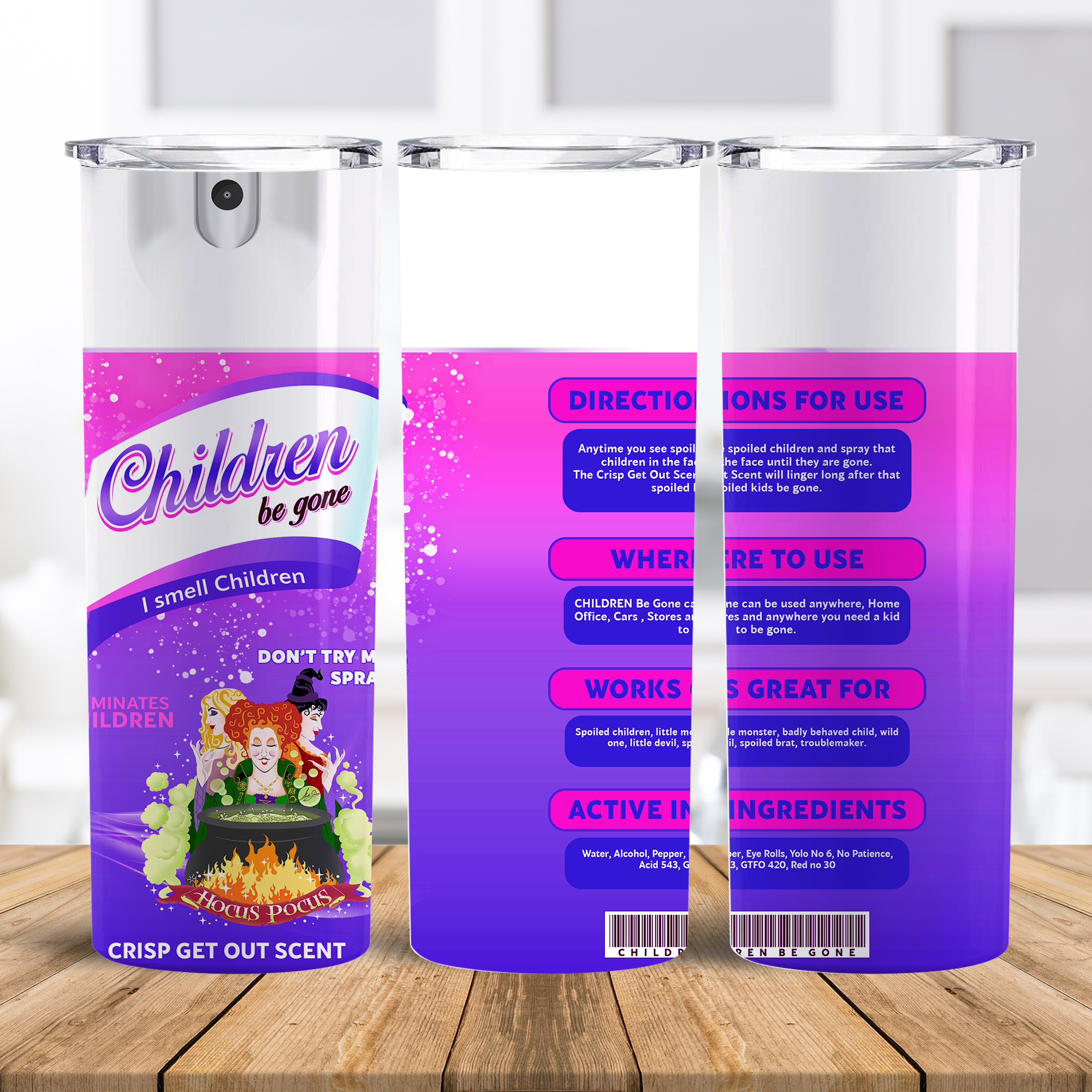 Bitch Spray 20 Oz Skinny Tumbler Sublimation Witch Design Purple, Instant Digital Download, Halloween Tumbler Wrap Children Be Gone