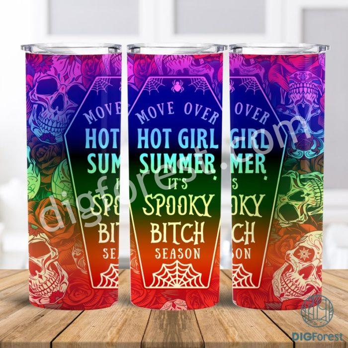 Halloween Horror Tumbler Wrap 20oz Skinny Sublimation Spooky Bitch Season Digital Design Rainbow Download