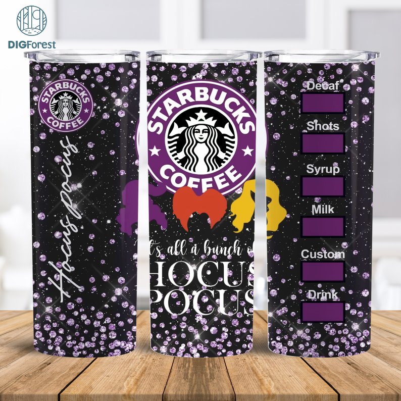 Hocus Focus 20 oz Skinny Tumbler Png, Coffee Cup Straight And Tapered Tumbler Wrap, Instant Download