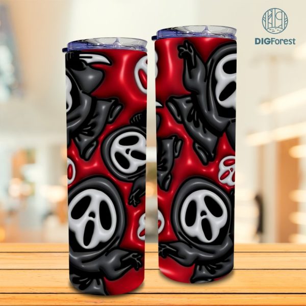 Ghostface Puffy Tumbler Wrap Png, Ghostface Horror Movie Tumbler Wrap 20oz png, Instant Download