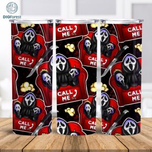 Ghostface Call Me Puffy 20oz Tumbler PNG, Horror Halloween Tumbler Instant Download, Halloween Tumbler PNG