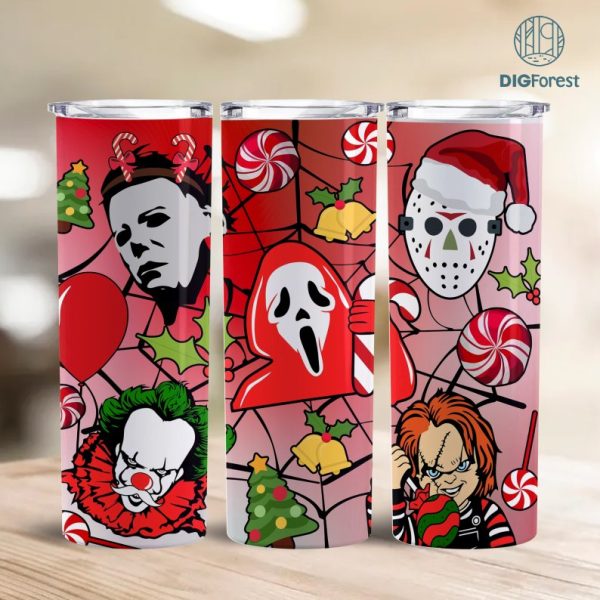 Halloween Horror Characters Movie Tumbler PNG, 20oz Skinny Tumbler PNG, Coffee Tumbler Png, Skinny Tumbler PNG