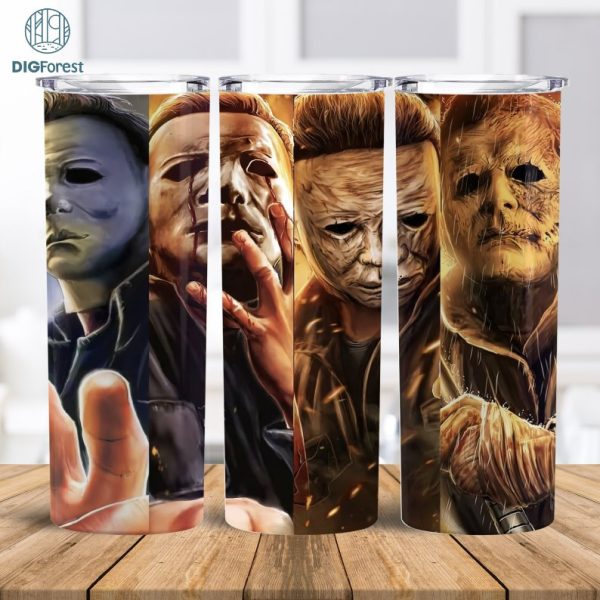 Horror Characters 20 Oz Skinny Tumbler Wrap Png, Halloween Movie Tumbler Straight & Tapered Wrap Png