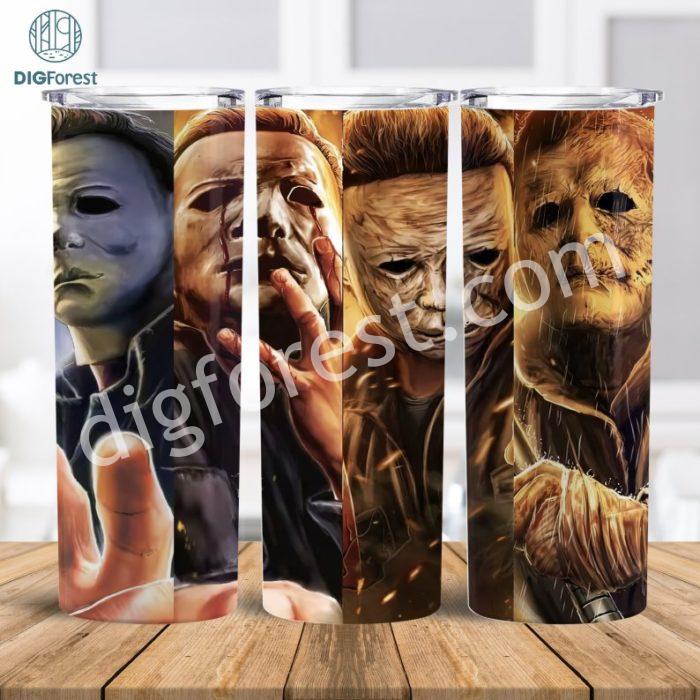 Horror Characters 20 Oz Skinny Tumbler Wrap Png, Halloween Movie Tumbler Straight & Tapered Wrap Png