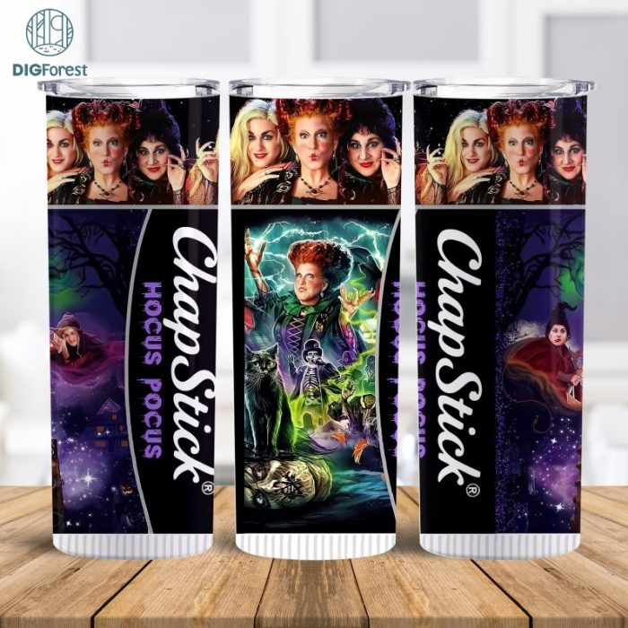 ChapStick Hocus Focus Witch 20oz Halloween Tumbler Png, ChapStick Horror Movie Tumbler, Witch Tumbler Design