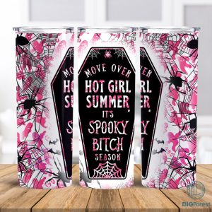 Halloween Tumbler Wrap Hot Girl Summer,Spooky Bitch PNG Wrap,Neon Pumpkins 20 oz Skinny Sublimation Digital Design Pink Download, Halloween Gifts