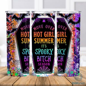 Halloween Tumbler Wrap Hot Girl Summer,Spooky Bitch PNG Wrap,Neon Pumpkins 20 oz Skinny Sublimation Digital Design Download,Halloween Gifts