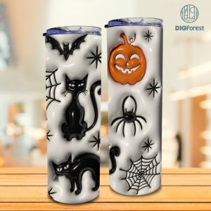 3D Inflated Spooky Tumbler Wrap, Halloween Design, Spooky Horror Halloween Tumbler Design Skinny Tumbler 20oz