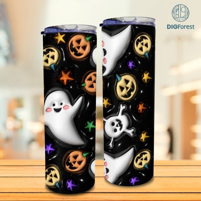 Spooky Tumbler Wrap, Spooky Horror Halloween Tumbler Design Skinny Tumbler 20oz, Halloween Design