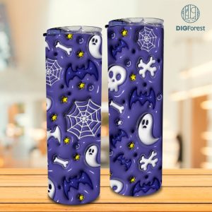Halloween Design, 3D Inflated Spooky Tumbler Wrap, Spooky Horror Halloween Tumbler Design Skinny Tumbler 20oz