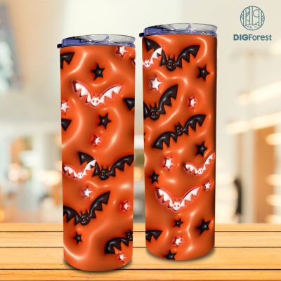 3D Inflated Bubble Spooky Tumbler Wrap, 3D Tumbler Design Skinny Tumbler 20oz, Halloween Design