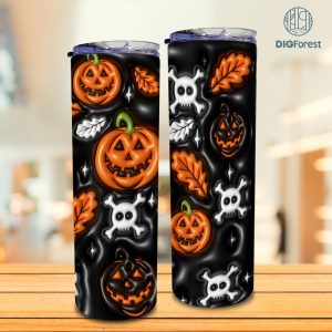 3D Inflated Puffy Spooky Tumbler Wrap, Spooky Horror Halloween Tumbler Design Skinny Tumbler 20oz, Halloween Design